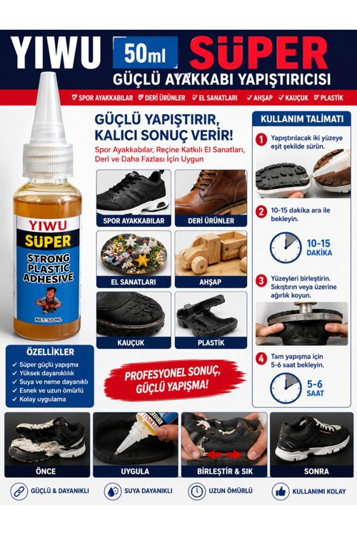 Yıwu 50Ml Süper Güçlü Ayakkabı Yapıştırıcısı - Deri Ayakkabılar, Reçine Katkılı El Sanatları, Deri