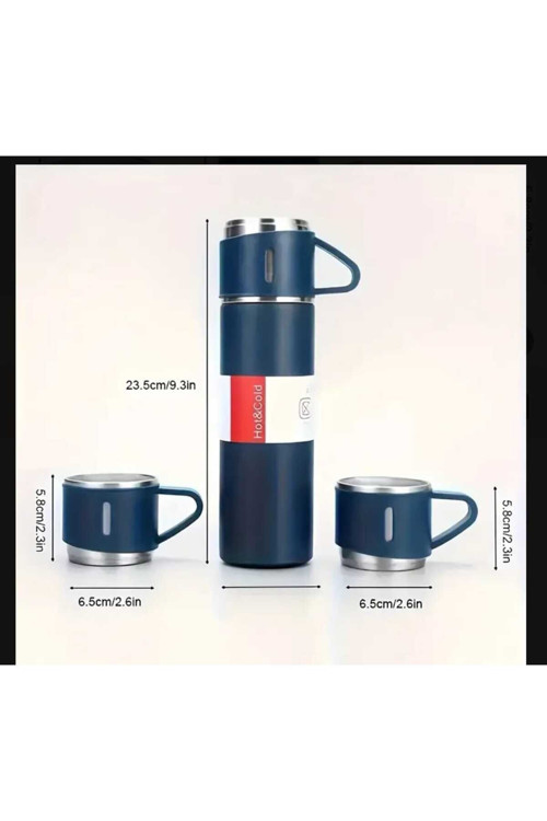 500 Ml Paslanmaz Çelik Yalıtımlı Termos , 2 Bardak Kapağı İle Çift Katmanlı Sızdırmaz Termos