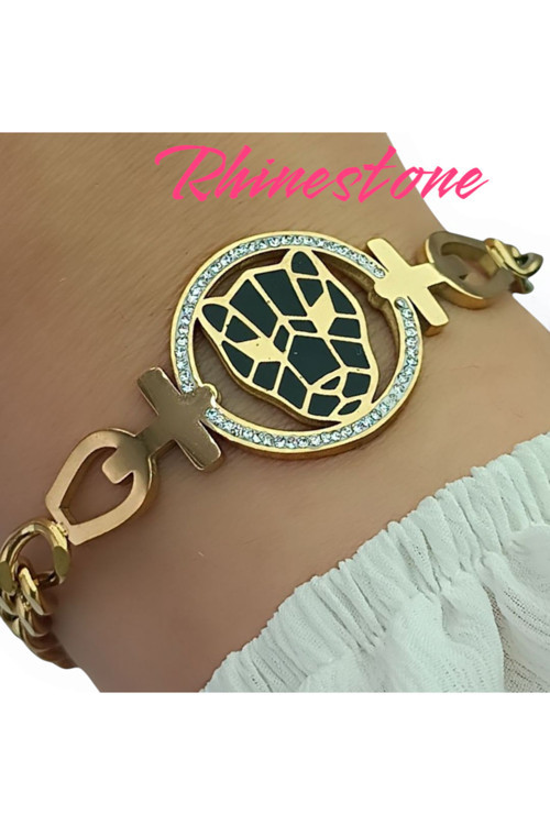 Elegant Paslanmaz Çelik Bileklik Rhinestone Mitolojik Kaplan Şık Günlük Giyim