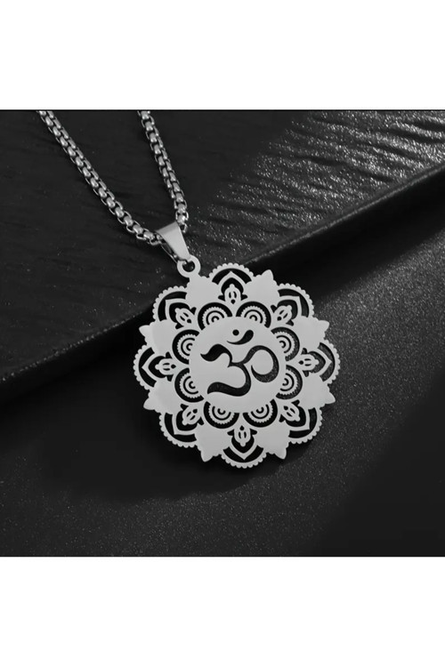 Yıwu 1 Adet Zarif Paslanmaz Çelik Oyma Lotus Yoga Sembolü Kolye - Unisex Takı