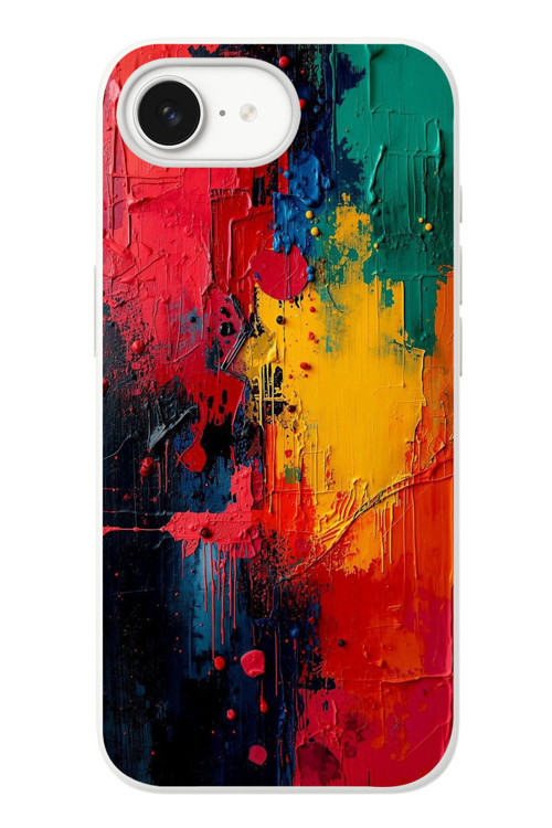 İphone 16e Uyumlu Renklerin Dansı Baskılı Silikon Kılıf