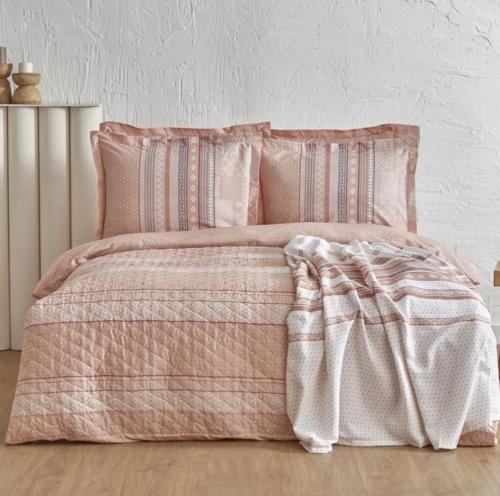Keira Summer Set Çift Kişlik Pike Hediyeli Takım Somon