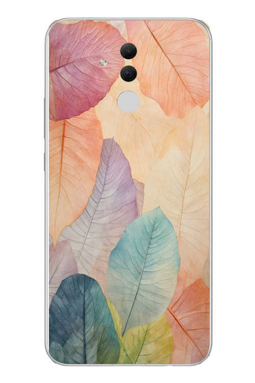 Huawei Mate 20 Lite Uyumlu Hafif Yapraklar Baskılı Silikon Kılıf