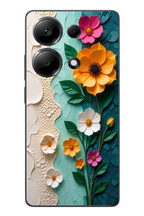 Redmi Note 13 Pro 4G Uyumlu Güzel Modern Çiçekler Baskılı Silikon Kılıf