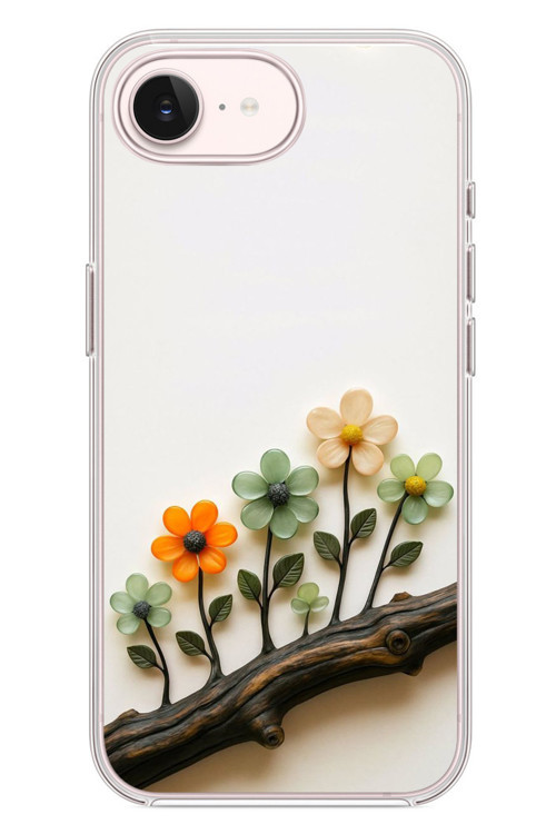 İphone 17e Uyumlu Dalda Açan Çiçekler Baskılı Silikon Kılıf