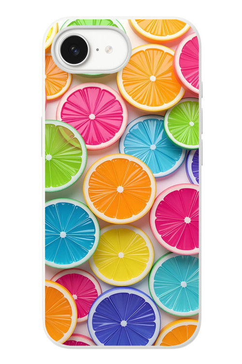 İphone 16e Uyumlu Renkli Lime Dilimler Baskılı Silikon Kılıf