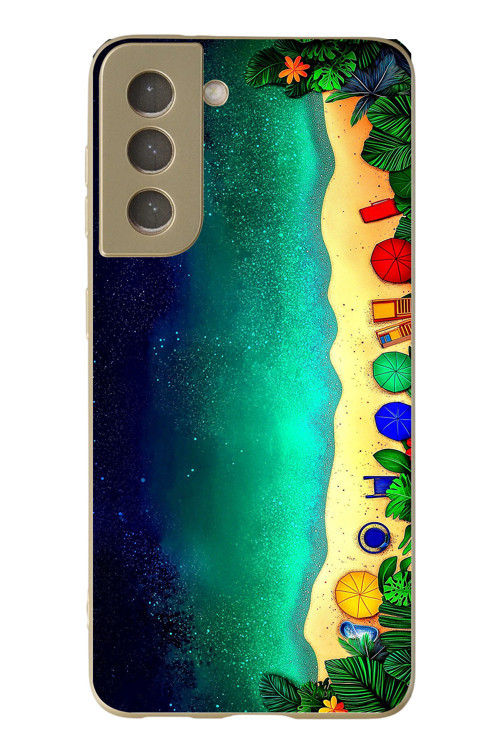 Samsung Galaxy S21 Fe Uyumlu Tatil Kumsal Gecesi Baskılı Silikon Kılıf