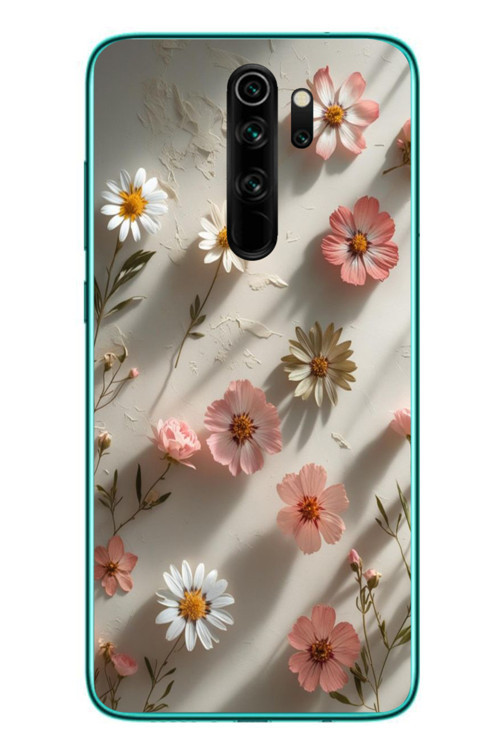 Redmi Note 8 Pro Uyumlu Papatya Çiçekleri Baskılı Silikon Kılıf