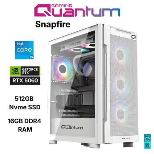 SnapFire White Intel i5-14400F 16GB DDR4 512GB NVMe SSD RTX 5060 8GB Gaming Desktop