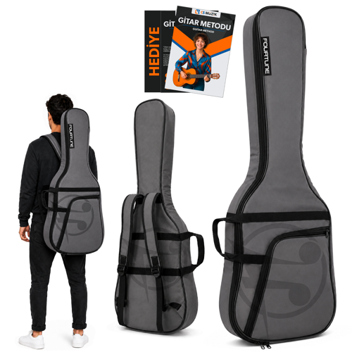 Atlas Gri Elektro Gitar Çantası Gigbag Kalın (Soft Case)