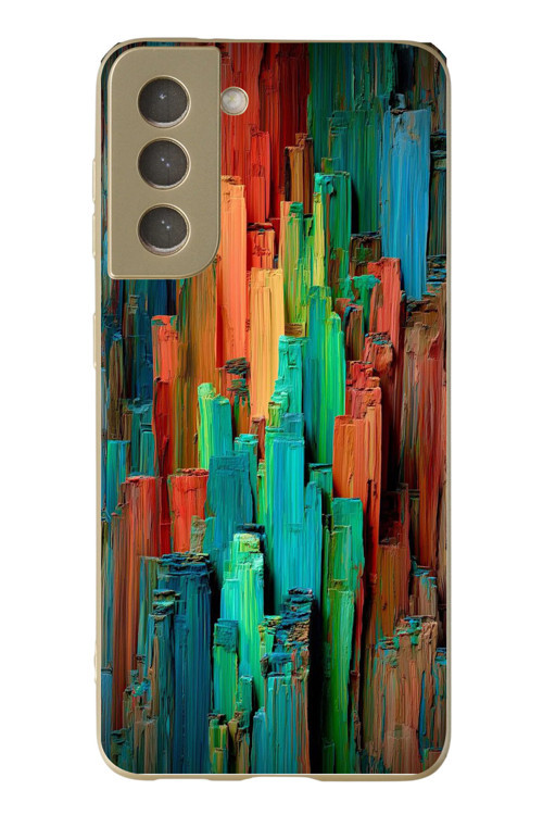 Samsung Galaxy S21 Fe Uyumlu Dikey Renkler Baskılı Silikon Kılıf