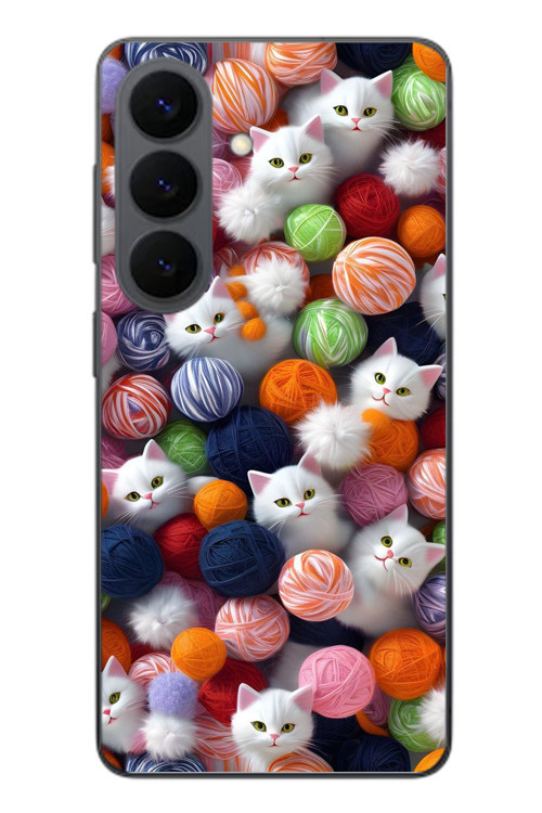 Samsung Galaxy S26 Uyumlu Renkli Kediler Baskılı Silikon Kılıf