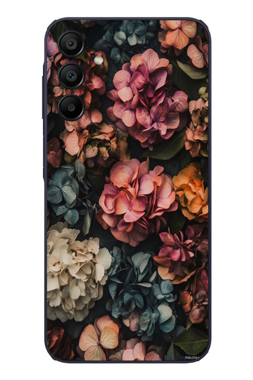 Samsung Galaxy A15 Uyumlu Koyu Çiçekler Baskılı Silikon Kılıf
