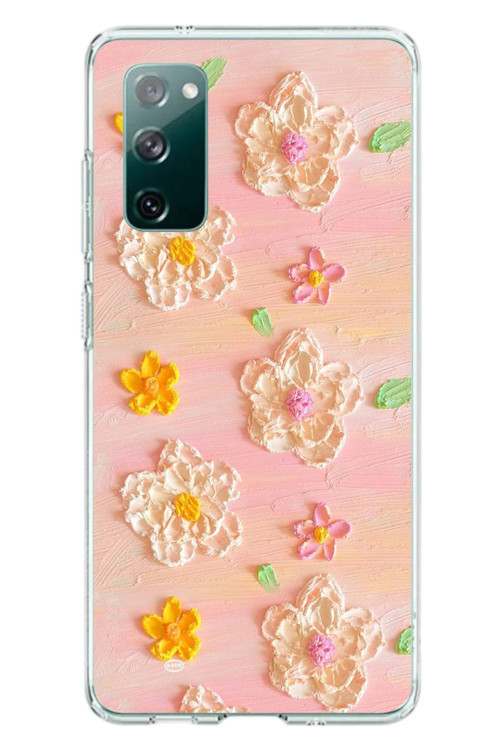 Samsung Galaxy S20 Fe Uyumlu Pastel Papatya Baskılı Silikon Kılıf