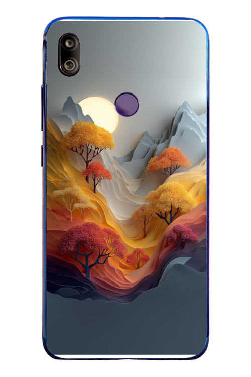Redmi Note 7 Uyumlu Renk Dalgalı Manzara Baskılı Silikon Kılıf