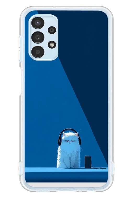 Samsung Galaxy A13 Uyumlu Kulaklı Kedi Baskılı Silikon Kılıf