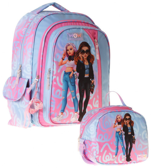 Wonderful İkili Okul Çanta Seti - Pembe - Turkuaz Wonderful Baskılı Kız Çocuk SETWG-W6069B