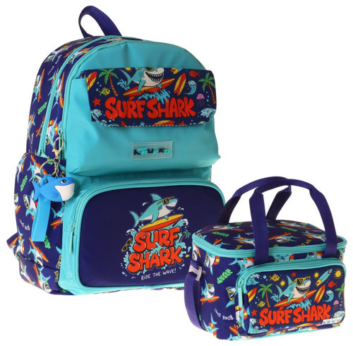 Kids Surf Erkek Çocuk Yeşil - Lacivert İlkokul Sırt Çantası ve Beslenme Çanta Seti - SETKK-L5354B