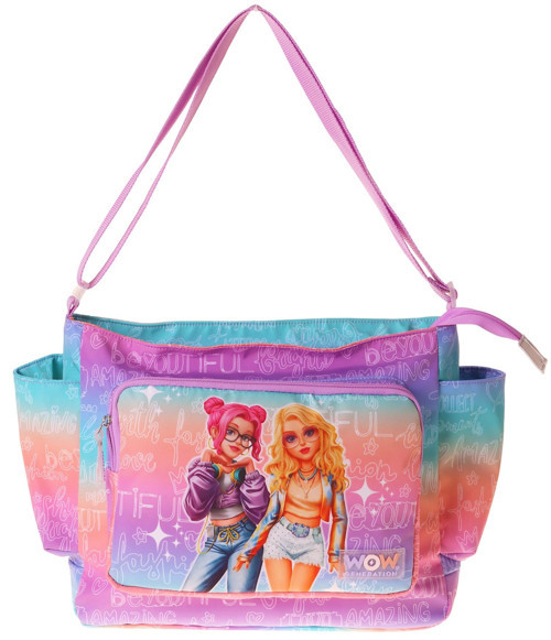 Kız Çocuk Star Desenli Pembe - Mor Renkli Omuz Çantası - W6034