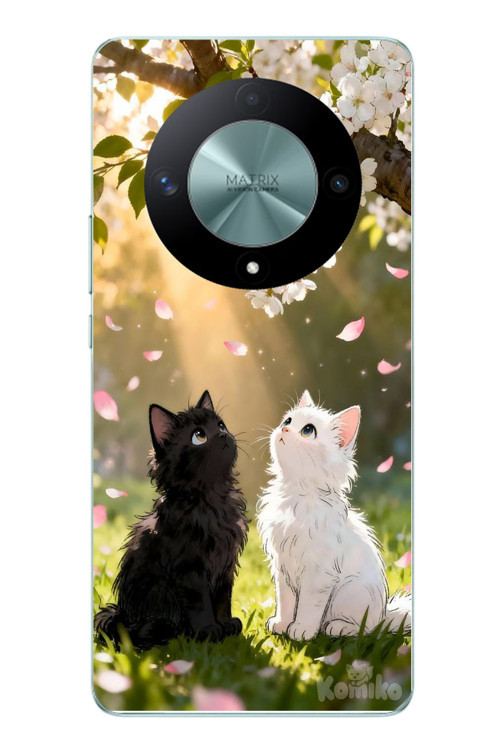 Honor X9B Uyumlu İlkbahar Kedileri Baskılı Silikon Kılıf
