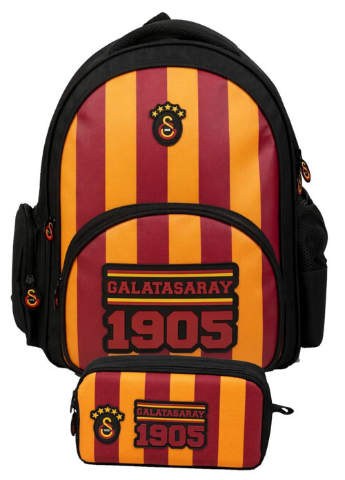 İkili Okul Çantası ve Kalemlik Seti Sarı - Kırmızı - Siyah (Galatasaray Baskılı) Erkek Çocuk - SETGS26925C