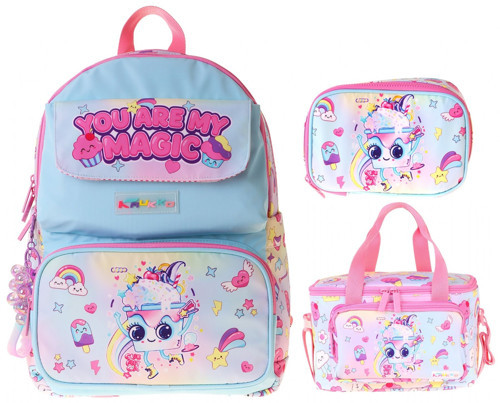 Kids Magic(Pembe Renk) Kız Çocuk Üçlü İlkokul Okul Çantası Seti/Takımı - SETKK-L5283D