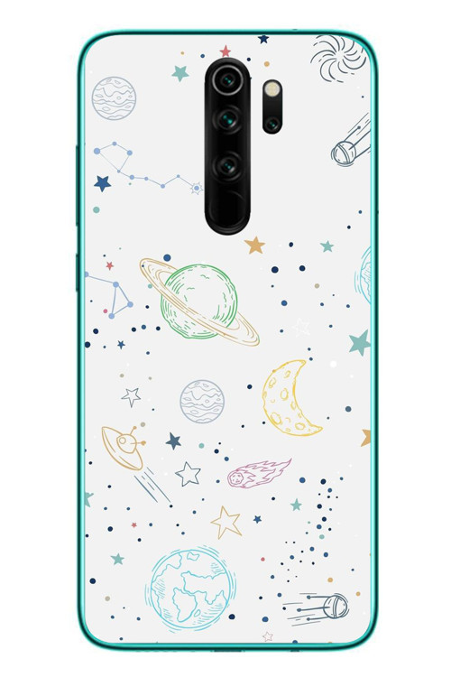 Redmi Note 8 Pro Uyumlu Uzay Yolculuğu Baskılı Silikon Kılıf