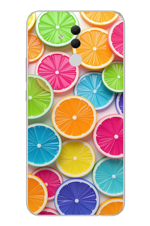 Huawei Mate 20 Lite Uyumlu Renkli Lime Dilimler Baskılı Silikon Kılıf