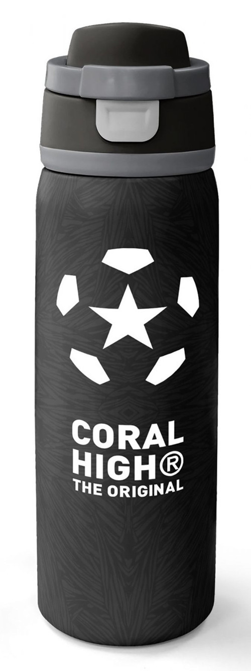 800 ml Erkek Çocuk Siyah Beyaz Futbol Baskılı Pipetli ve Direkt İçim Çelik Termos/Matara - 38558