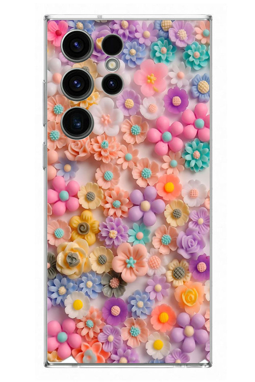 Samsung Galaxy S23 Ultra Uyumlu Çiçek Bükleleri Baskılı Silikon Kılıf