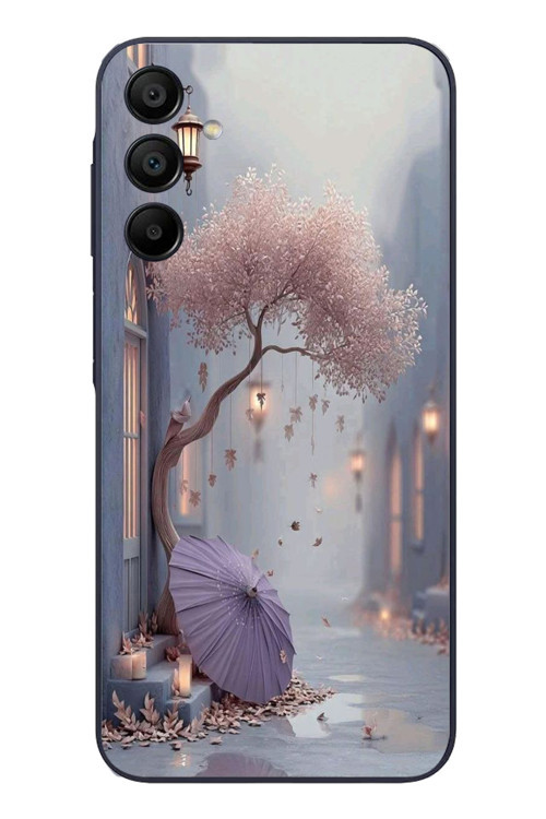 Samsung Galaxy A15 Uyumlu Mor Lamba Altı Baskılı Silikon Kılıf