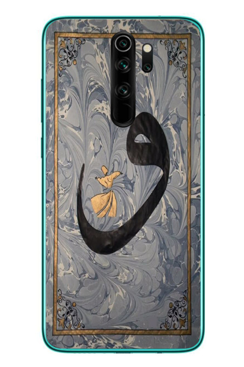 Redmi Note 8 Pro Uyumlu Vav Harfi Gri Baskılı Silikon Kılıf
