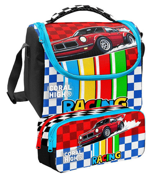 Kırmızı Racing Araba Baskılı Erkek Çocuk Beslenme ve Kalem Çantası Seti (37157+31057)