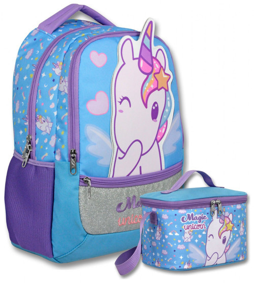 Kız Çocuk Magic Unicorn Baskılı Okul Çantası+Beslenme Çantası Seti - SETUMT6015B