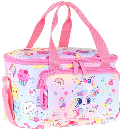 Kids İki Bölmeli Thermo Okul Beslenme Çantası - Dondurma Desenli Pembe Renk (Kız Çocuk) - L5284