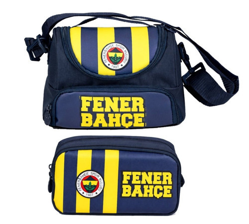 Yazılı Mavi - Sarı Erkek Çocuk Okul Beslenme Çantası ve Kalemlik Seti - SETFB70015