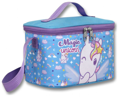 Kız Çocuk Isı Yalıtımlı Magic Unicorn Baskılı Mor - Turkuaz Okul Beslenme Çantası - 6016