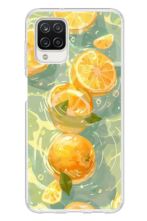 Samsung Galaxy A12 Uyumlu Limonlar Pastel Baskılı Silikon Kılıf