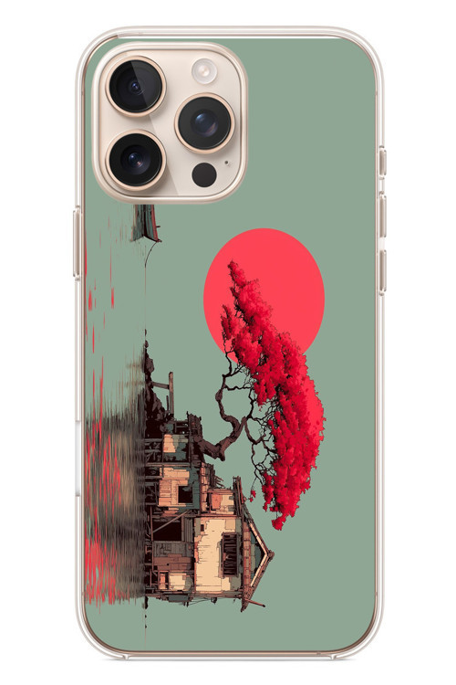 İphone 16 Pro Max Uyumlu Sahil Evi Baskılı Silikon Kılıf