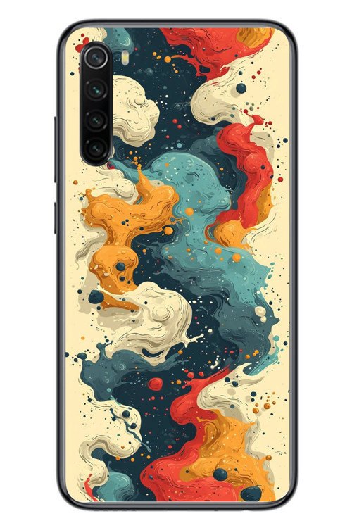Redmi Note 8 Uyumlu Ahenkli Boya İzleri Baskılı Silikon Kılıf
