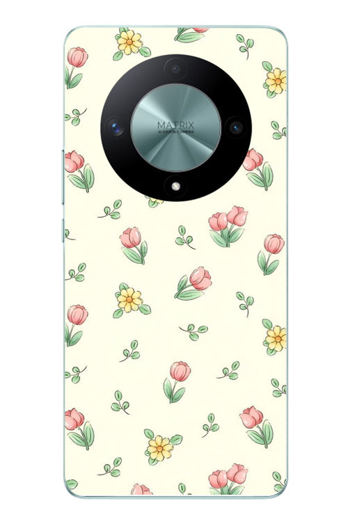 Honor X9B Uyumlu Lale Çiçekleri Baskılı Silikon Kılıf