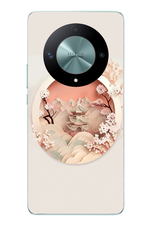 Honor X9B Uyumlu Manzar Retro Yuvarlak Baskılı Silikon Kılıf