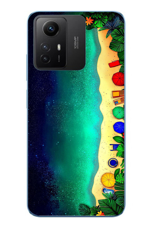 Redmi Note 12S Uyumlu Tatil Kumsal Gecesi Baskılı Silikon Kılıf