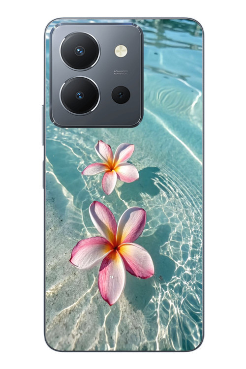 Vivo Y36 Uyumlu Denizde Çiçekler Baskılı Silikon Kılıf