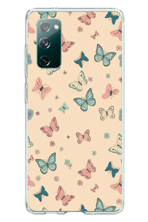 Samsung Galaxy S20 Fe Uyumlu Renkli Kelebekler Baskılı Silikon Kılıf