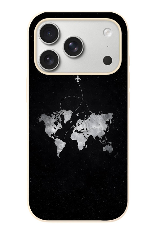 İphone 17 Pro Uyumlu Dünya Haritası Uçuş Baskılı Silikon Kılıf
