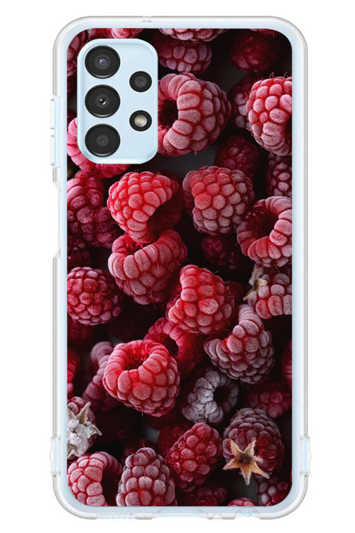 Samsung Galaxy A13 Uyumlu Ahududu Frambuaz Baskılı Silikon Kılıf