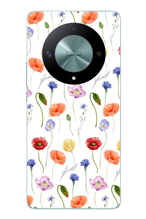 Honor X9B Uyumlu Sade Tek Çiçekler Baskılı Silikon Kılıf