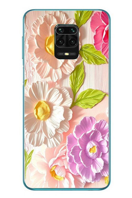 Redmi Note 9s Uyumlu Beyaz Papatyalar Baskılı Silikon Kılıf