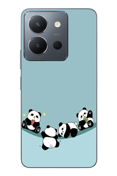 Vivo Y36 Uyumlu Panda Ailesi Baskılı Silikon Kılıf